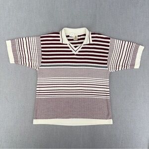 70’s Alfie California Acrylic Polo Shirt V-Neck USA Knit Sweater Disco Beatnik